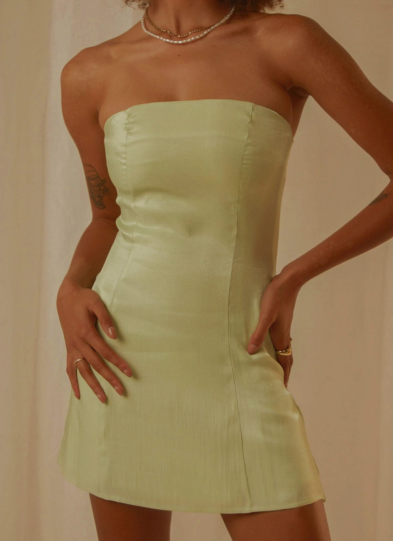 Ivy Vine Mini Dress - Sage Shimmer 5 Ivy Vine Mini Dress - Sage Shimmer - Image 5