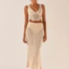 Road Trips To The Coast Crochet Midi Skirt - Seashell