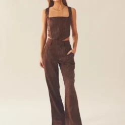 Talula Pinstripe Bustier - Chocolate -Stylo Craze Sales Store 10d18347734a4150ac0f66e918c628d5