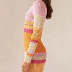 Love Bird Crochet Mini Dress - Sunset Stripe -Stylo Craze Sales Store 1769224d1159478194944f53c9d02ba9