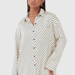 4TH & RECKLESS Norma Shirt - Diagonal Stripe