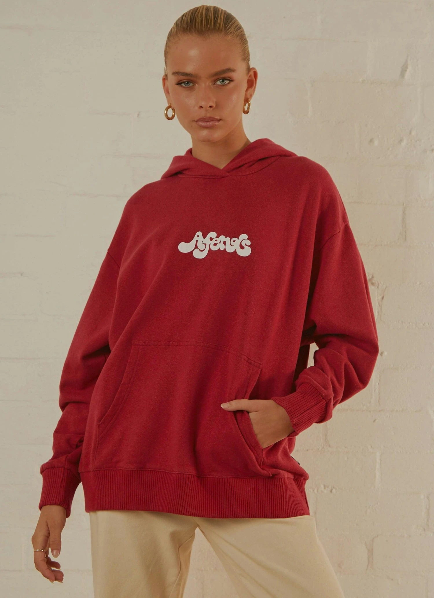 Afends Grow Some Hemp Oversized Hood - Deep Red 1 Afends Grow Some Hemp Oversized Hood - Deep Red