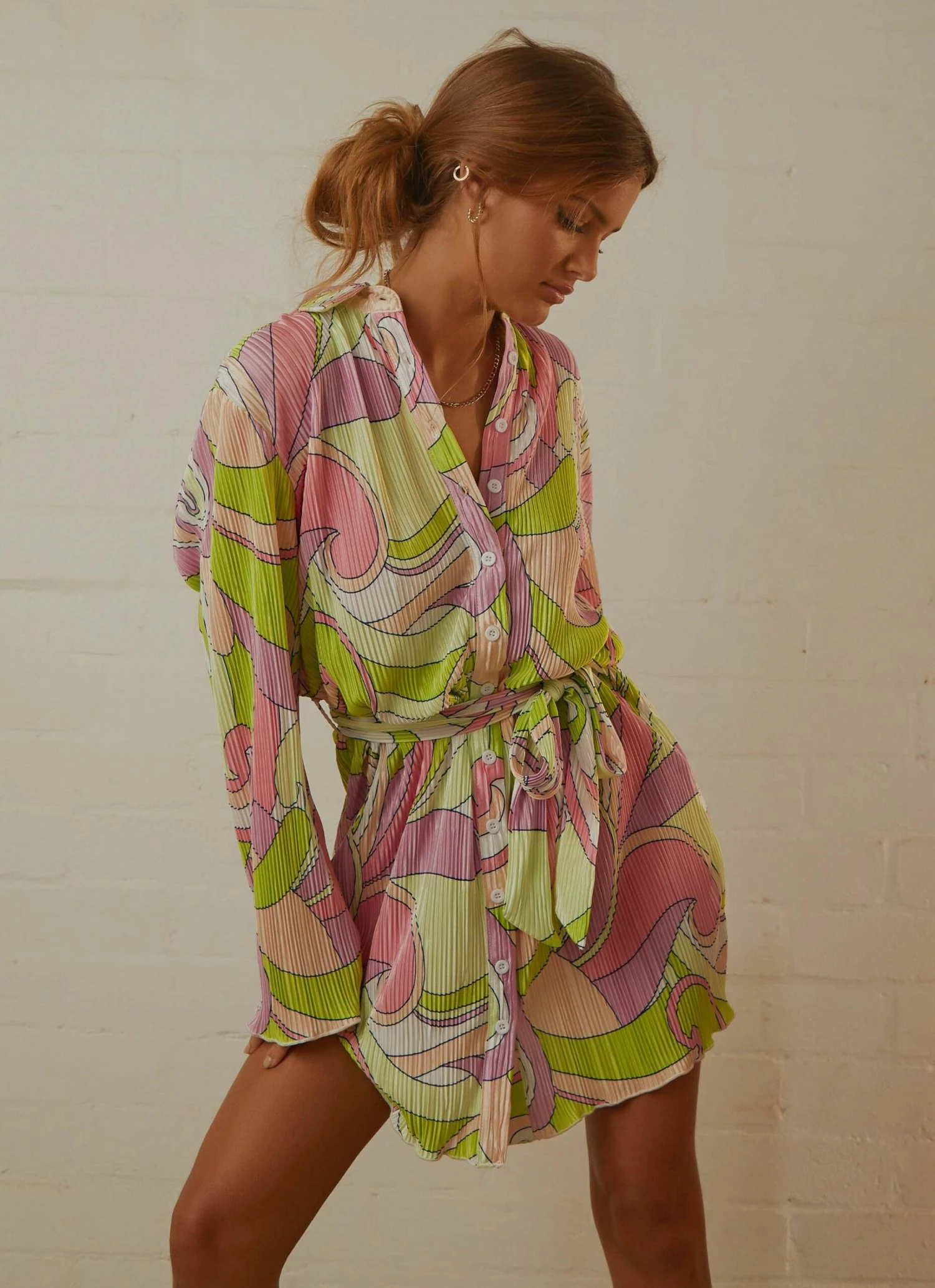 Soho Chic Shirt Dress - Retro Swirl 1 Soho Chic Shirt Dress - Retro Swirl