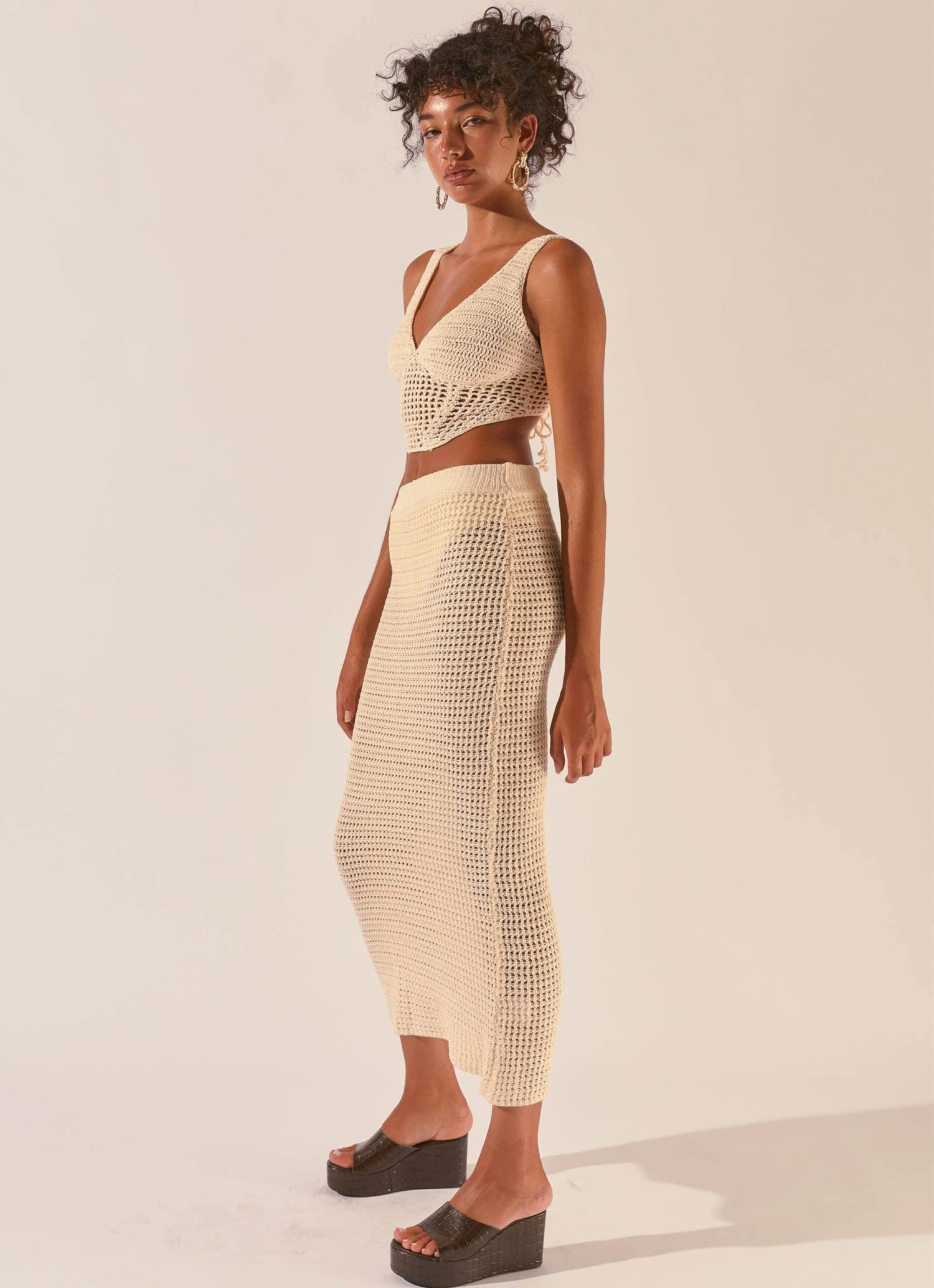 Road Trips To The Coast Crochet Midi Skirt - Seashell 2 Road Trips To The Coast Crochet Midi Skirt - Seashell - Image 2