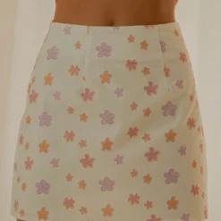 Morning Market Linen Mini Skirt - Pink Wild Poppies