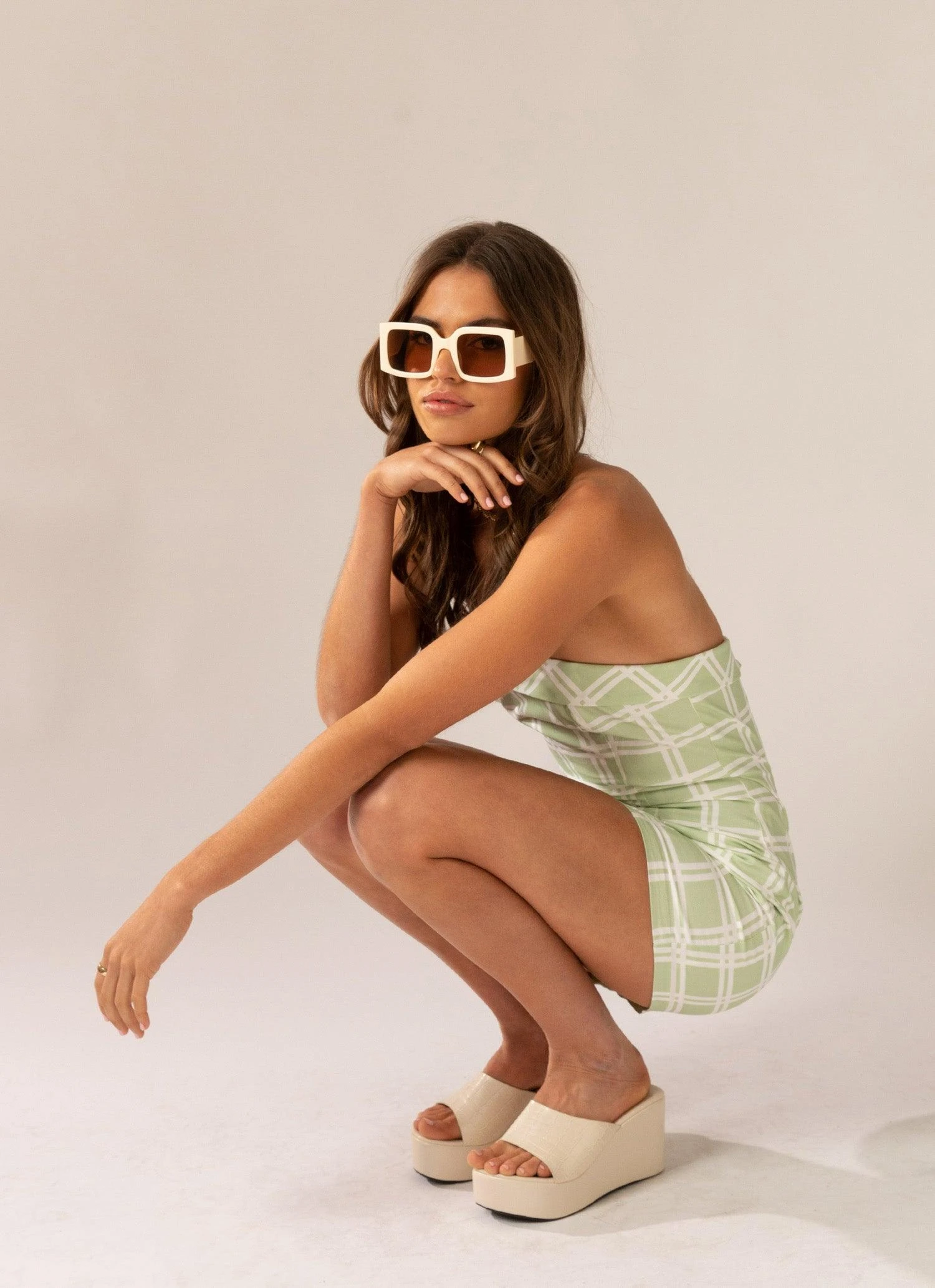 Love My Way Tube Dress - Sage Check 3 Love My Way Tube Dress - Sage Check - Image 3