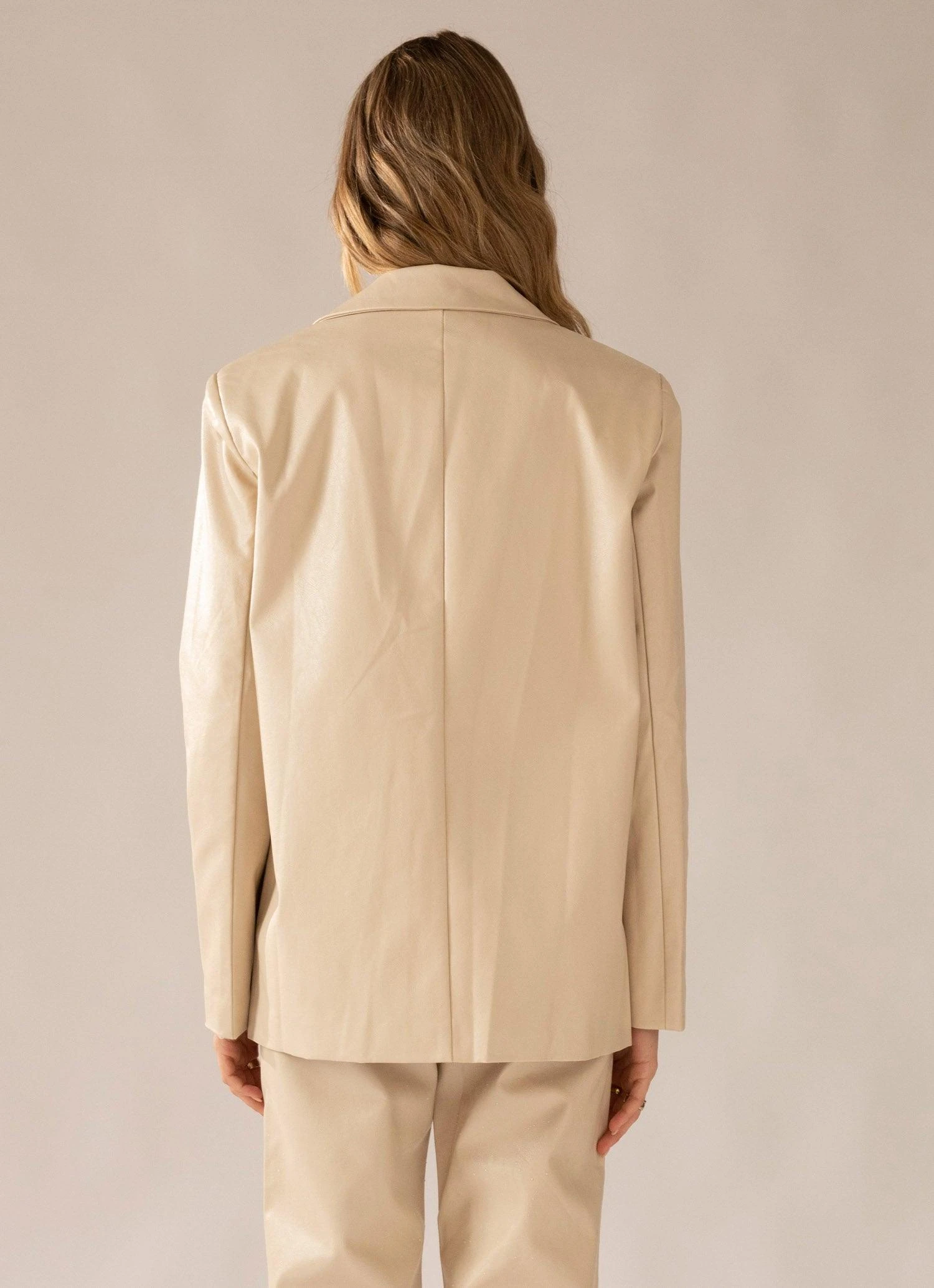 There She Goes PU Blazer - Stone 6 There She Goes PU Blazer - Stone - Image 6