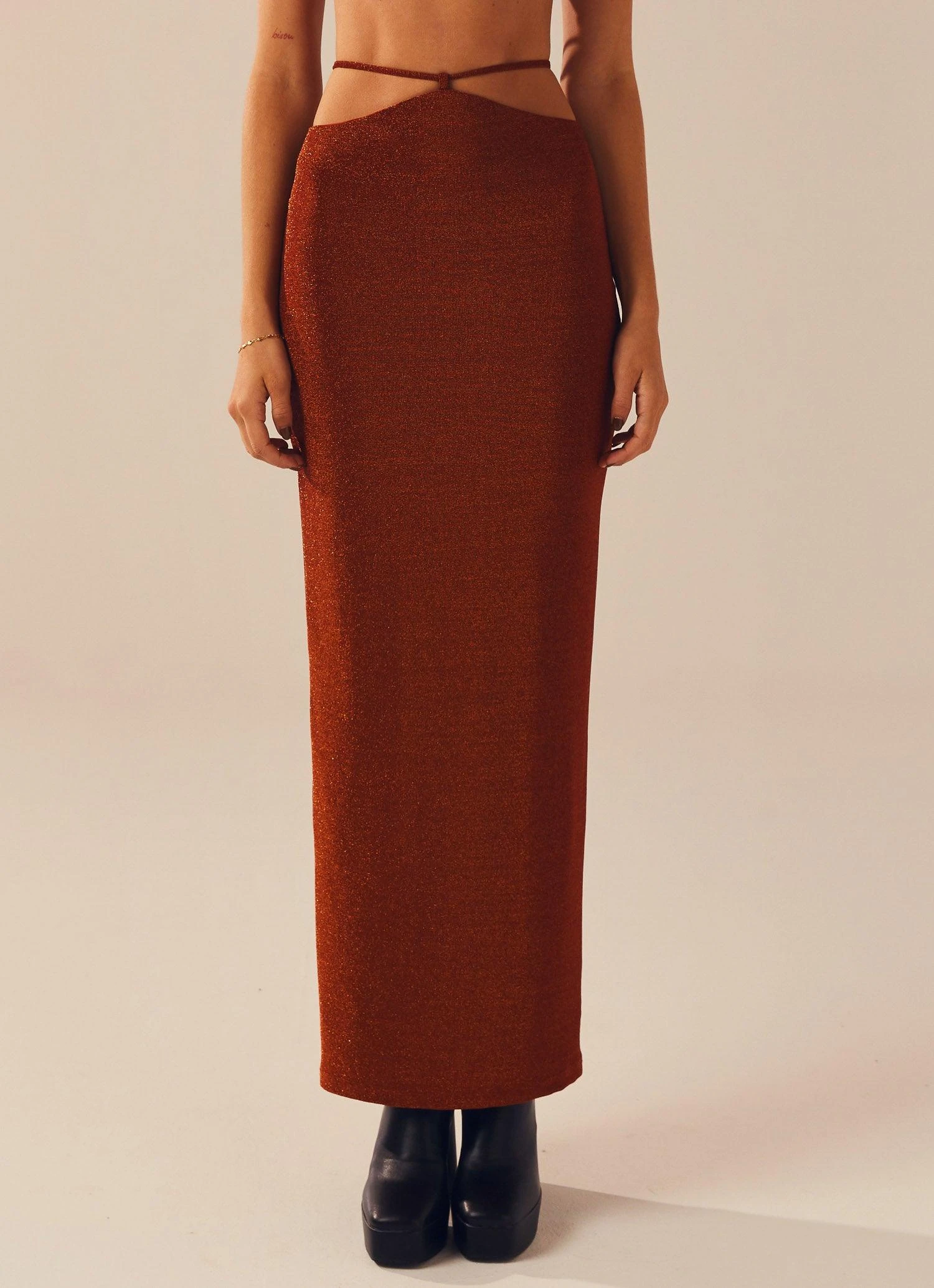 Out Of Service Lurex Maxi Skirt - Spiced Lurex 2 Out Of Service Lurex Maxi Skirt - Spiced Lurex - Image 2