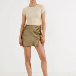 Adama Mini Skirt - Khaki Satin -Stylo Craze Sales Store 2a29cadb9e5348329d776fc7dbc2078c