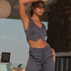 Dance Town Vest Top - Pinstripe