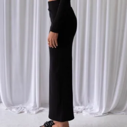 Leisure Life Organic Cotton Rib Maxi Skirt - Black -Stylo Craze Sales Store 2e5329abec954e468ec3cd0e4f4928ba