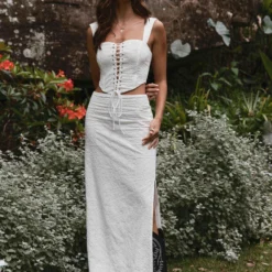 Georgia Peaches Broderie Maxi Skirt - Whisper White