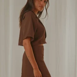 New York City Cropped Blazer - Choc Brown -Stylo Craze Sales Store 36409b920e664c12a9c05f38b1570448 scaled