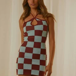 In My Head Mini Dress - Blue Check