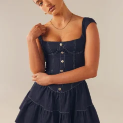 Isabella Denim Bustier Dress - Indigo