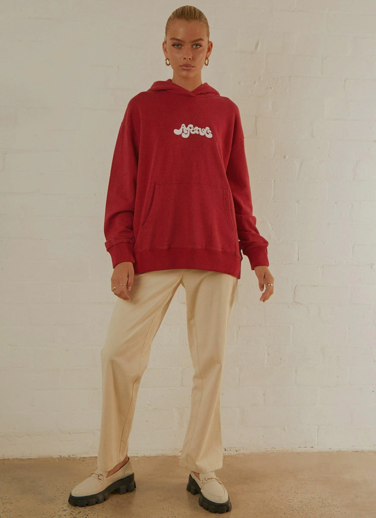 Afends Grow Some Hemp Oversized Hood - Deep Red 3 Afends Grow Some Hemp Oversized Hood - Deep Red - Image 3