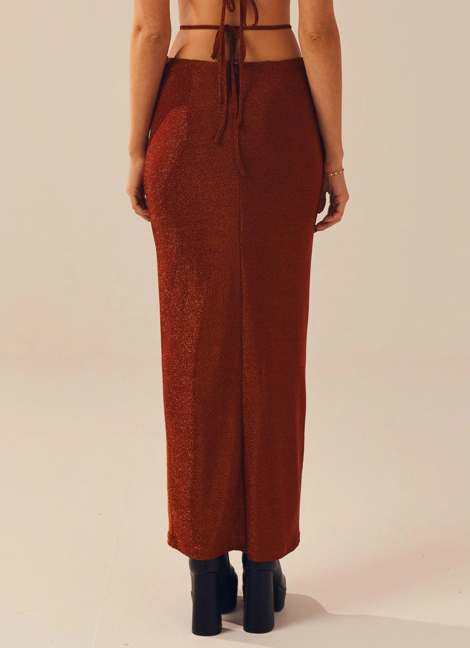 Out Of Service Lurex Maxi Skirt - Spiced Lurex 4 Out Of Service Lurex Maxi Skirt - Spiced Lurex - Image 4