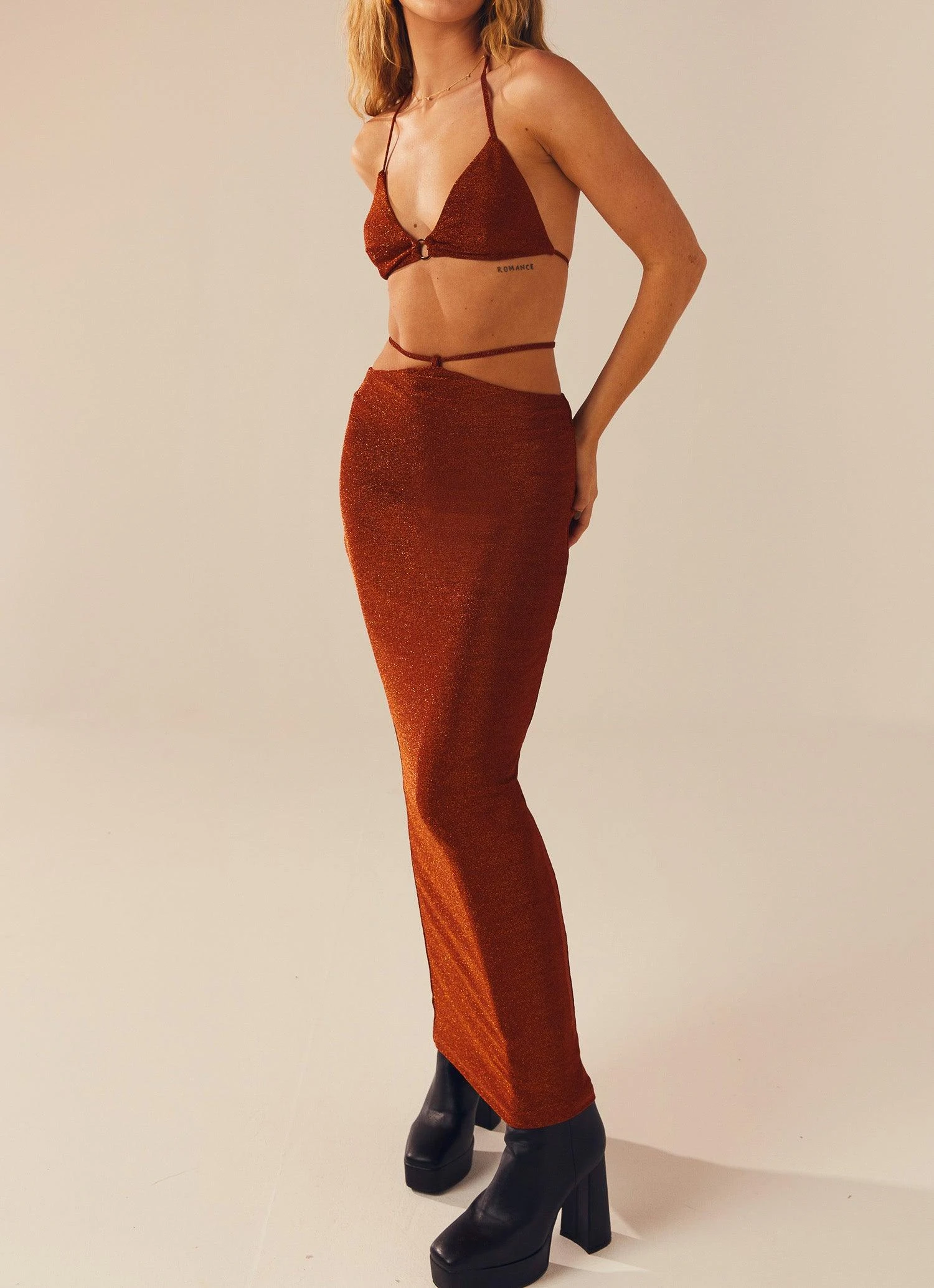 Out Of Service Lurex Maxi Skirt - Spiced Lurex 5 Out Of Service Lurex Maxi Skirt - Spiced Lurex - Image 5