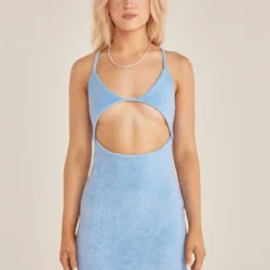 Poolside Story Terry Mini Dress - Azure