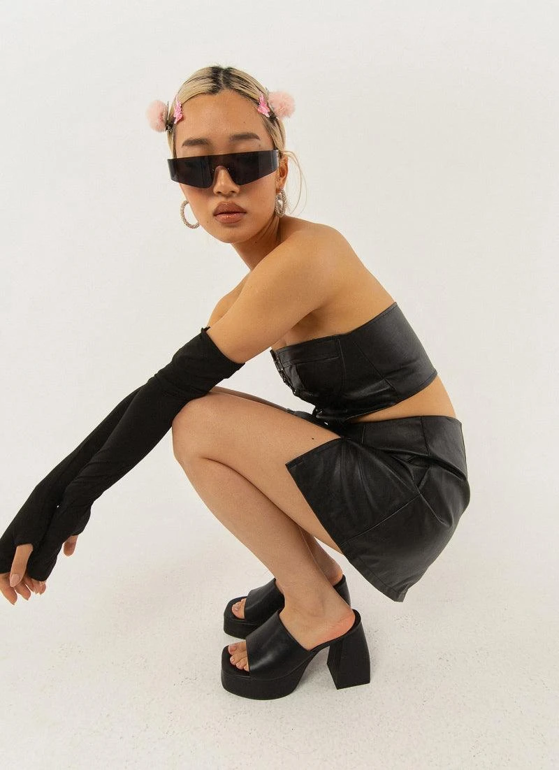 Change Of Tune PU Skirt - Black PU 2 Change Of Tune PU Skirt - Black PU - Image 2