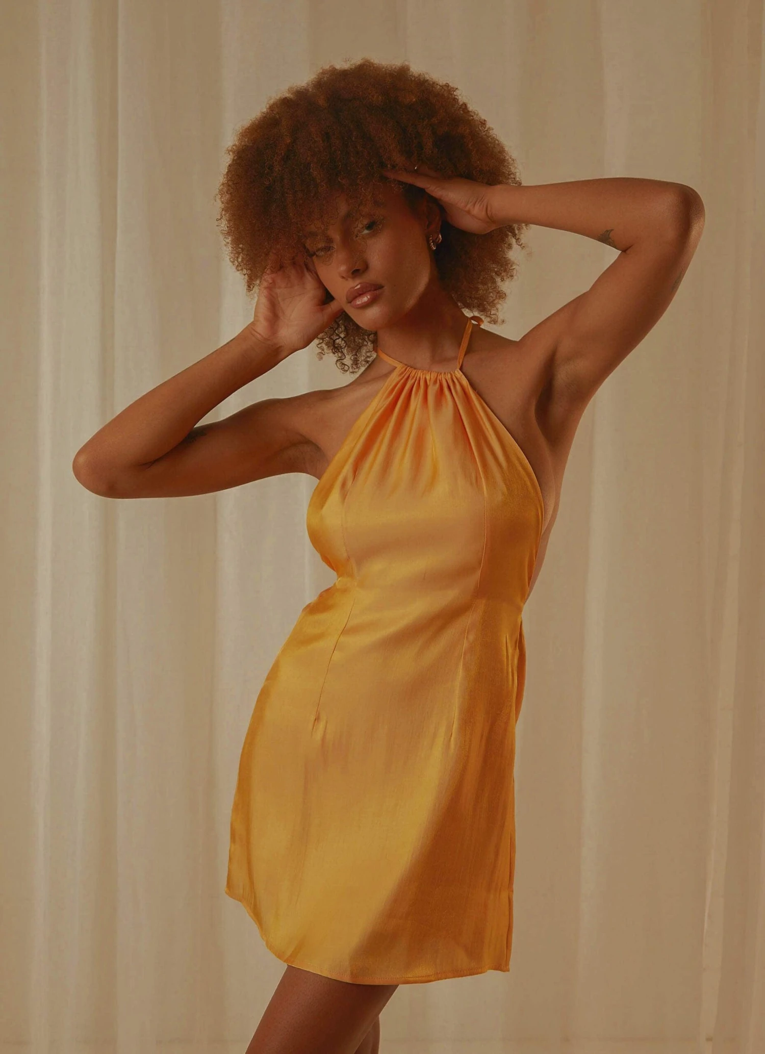 Love Lessons Mini Dress - Mango Shimmer 1 Love Lessons Mini Dress - Mango Shimmer