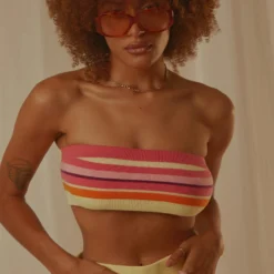 Sweet Talker Knit Crop Top - Pink Multi Stripe