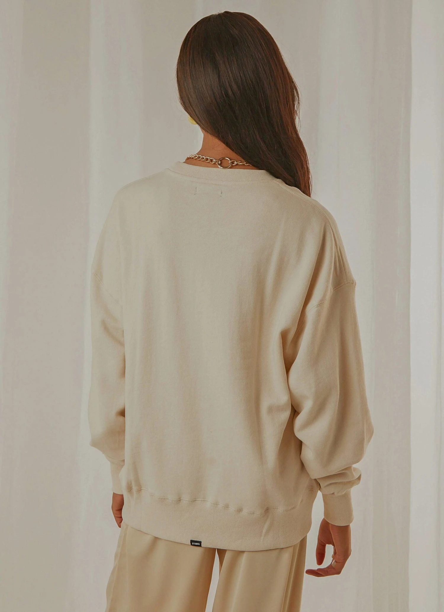 Tonal Stacked Thrills Company Slouch Fit Crew - Unbleached 5 Tonal Stacked Thrills Company Slouch Fit Crew - Unbleached - Image 5