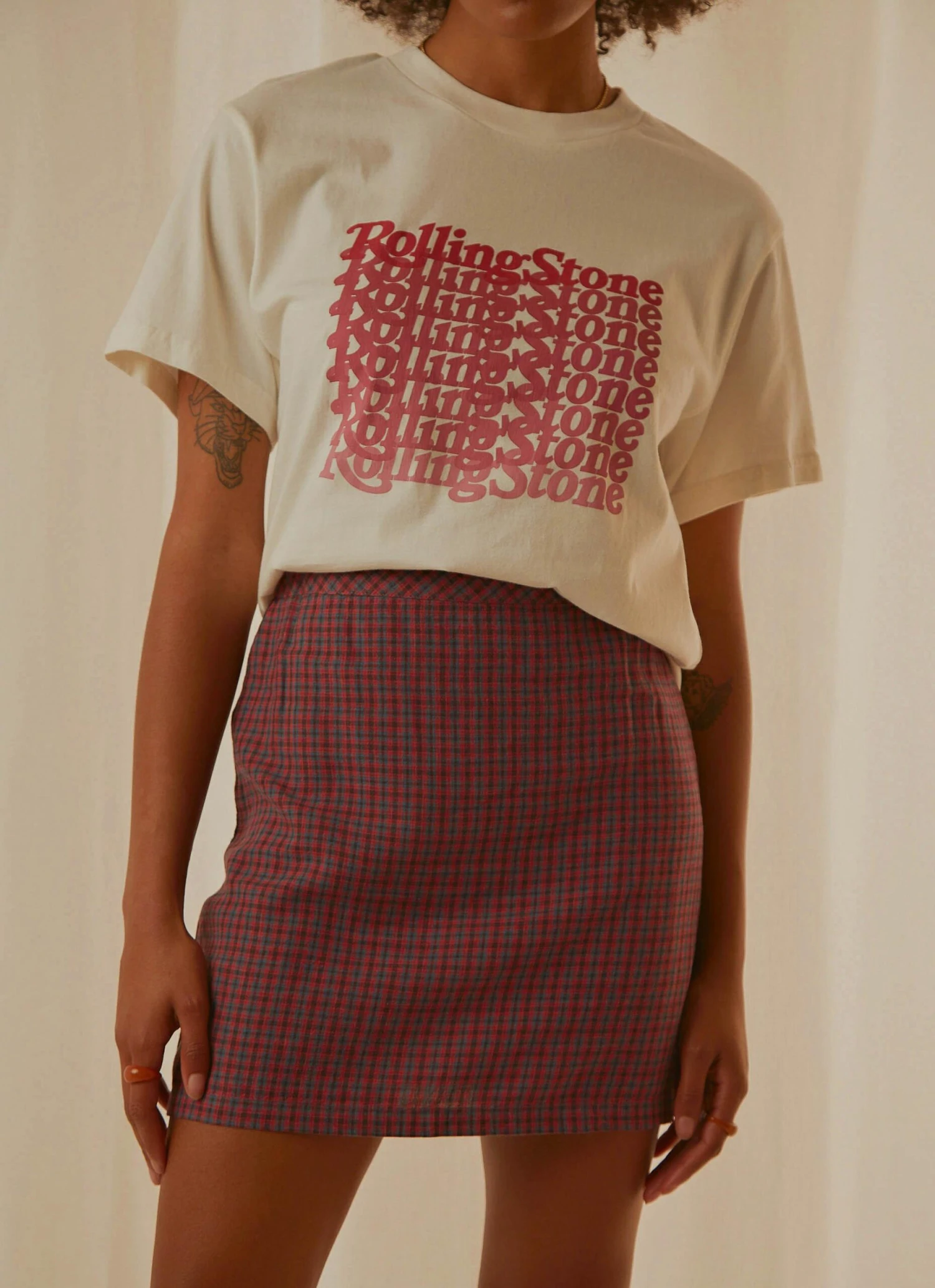 Afends Highland Check Mini Skirt - Red