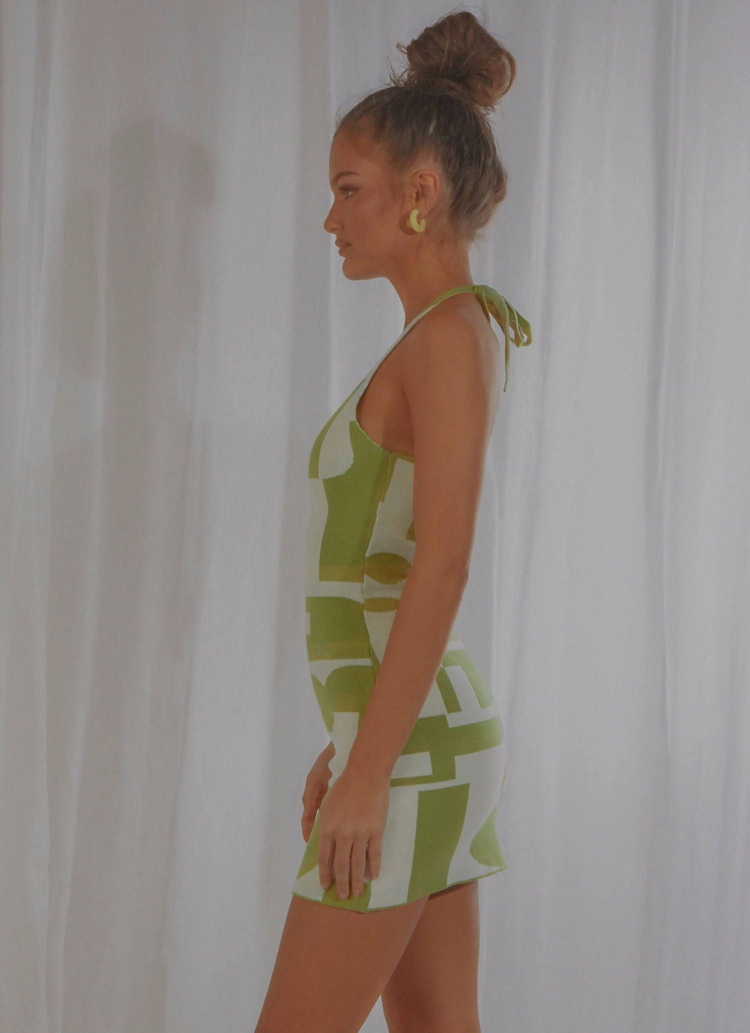 The Groove Knit Halter Dress - Lime Geo 5 The Groove Knit Halter Dress - Lime Geo - Image 5