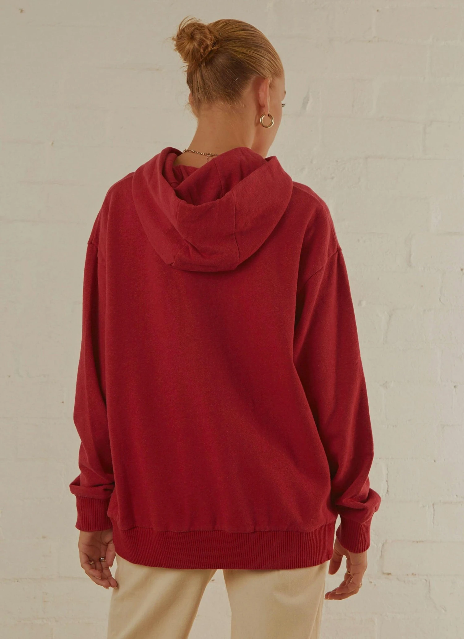 Afends Grow Some Hemp Oversized Hood - Deep Red 5 Afends Grow Some Hemp Oversized Hood - Deep Red - Image 5