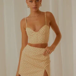 Sunday Girl Mini Skirt - Neutral Check