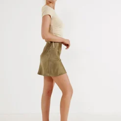 Adama Mini Skirt - Khaki Satin -Stylo Craze Sales Store 5c753a084c7d4c27886f5633bf587abe