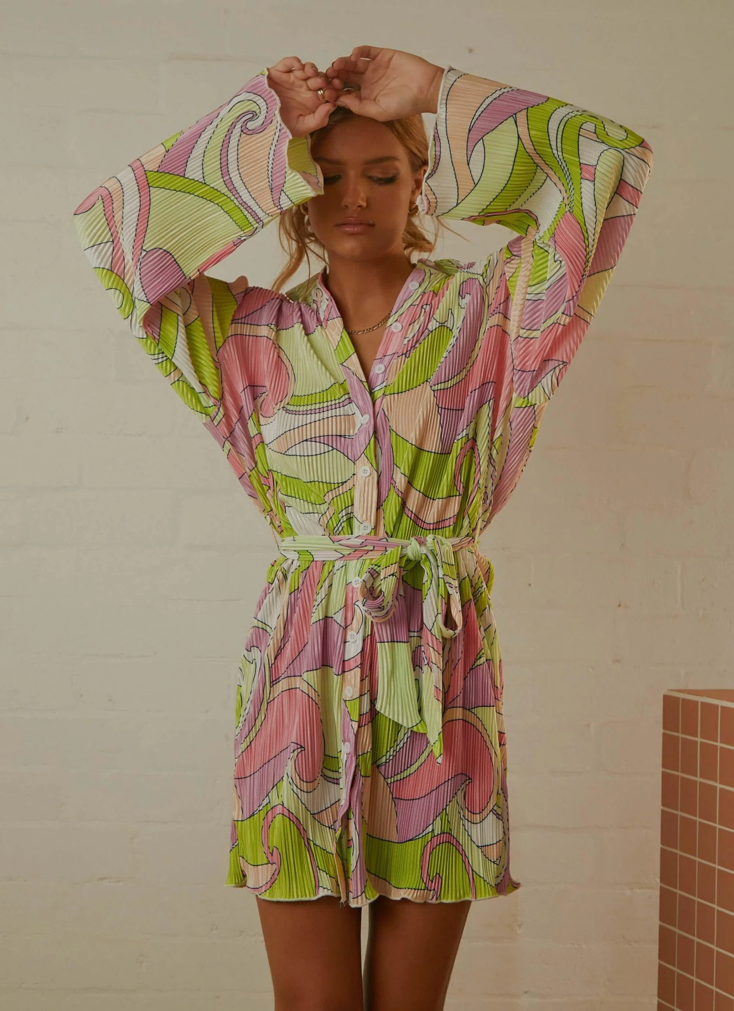 Soho Chic Shirt Dress - Retro Swirl 2 Soho Chic Shirt Dress - Retro Swirl - Image 2