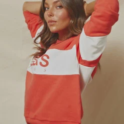 Logo Split Sweater - Faded Red -Stylo Craze Sales Store 63abbcd679a4474bb5af16fa1a3abe74