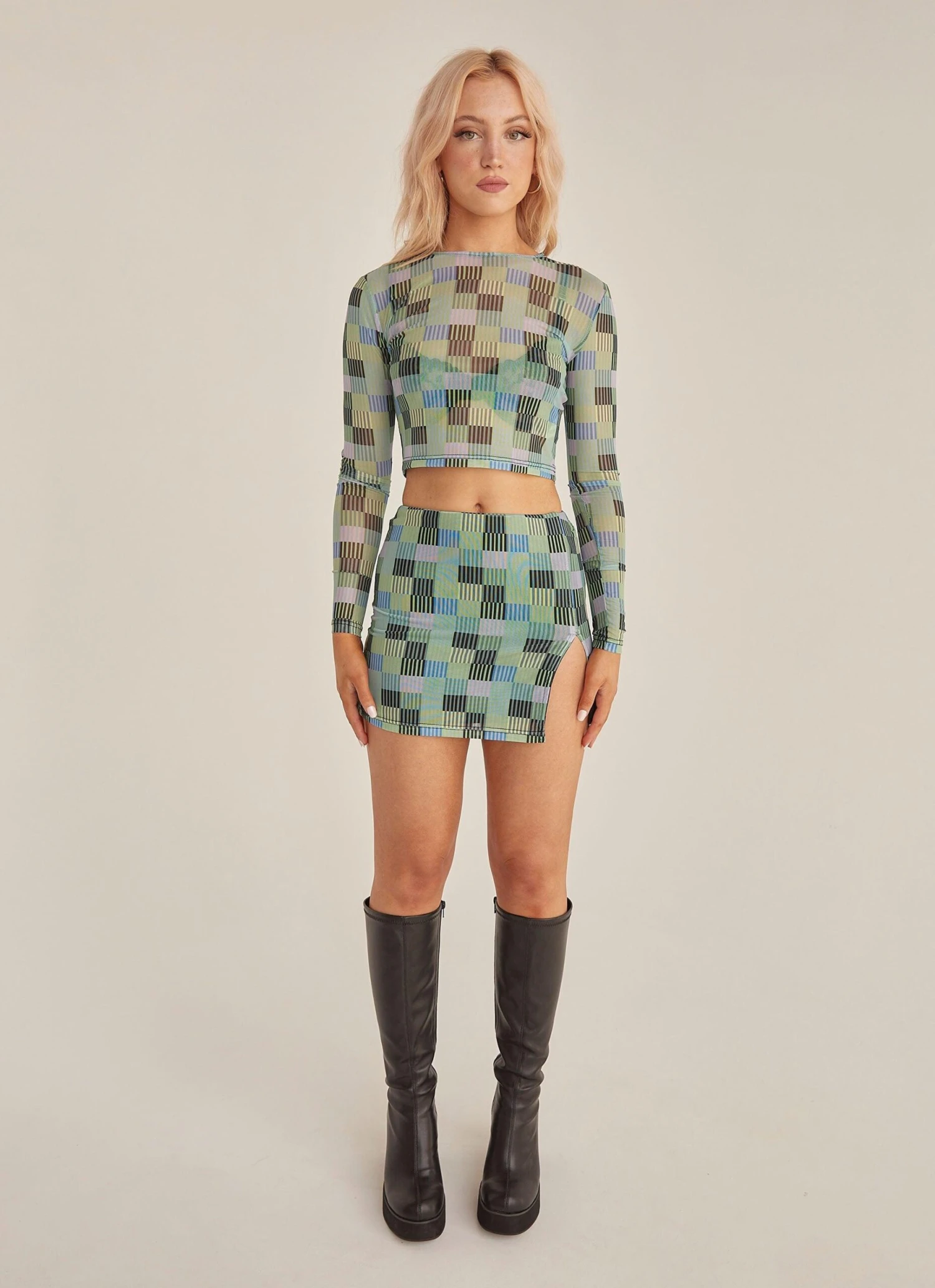 The Good Times Mesh Mini Skirt - Techno Check 2 The Good Times Mesh Mini Skirt - Techno Check - Image 2