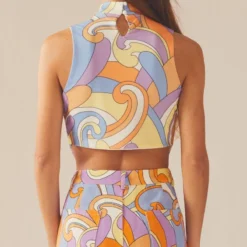 Paradising Mesh Top - Retro Swirl -Stylo Craze Sales Store 67a1446dcb8e4f449a193863393b375a