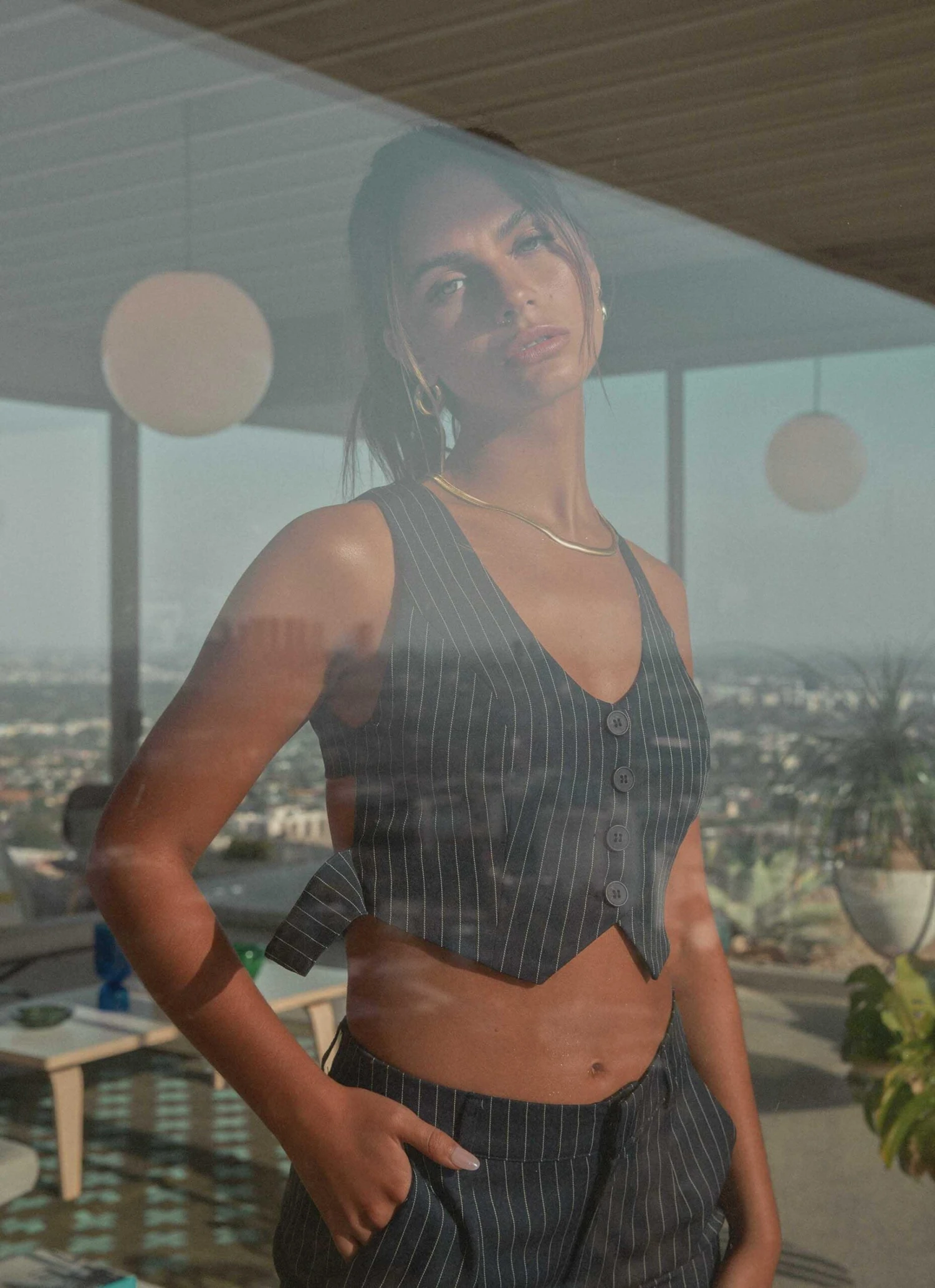 Dance Town Vest Top - Pinstripe 2 Dance Town Vest Top - Pinstripe - Image 2