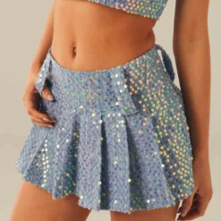 Fly Girl Mini Skirt - Sequin Denim