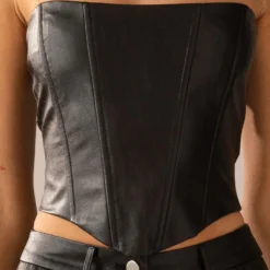 Run The Show PU Bustier Top - Black -Stylo Craze Sales Store 725629e8a5da48a083de073e118ac7df