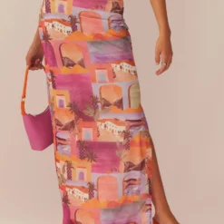 The City Meets The Coast Midi Skirt - Sunset Building