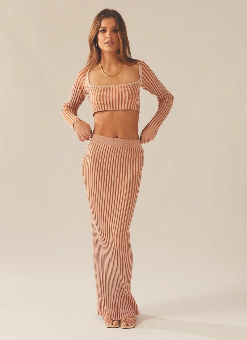 Gwen Two-Tone Knit Skirt - Terracotta 1 Gwen Two-Tone Knit Skirt - Terracotta