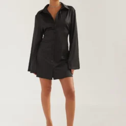 Draped In Bliss Satin Shirt Dress - Shadow -Stylo Craze Sales Store 813ba15b3d3240c58e07f92cdb804362 scaled