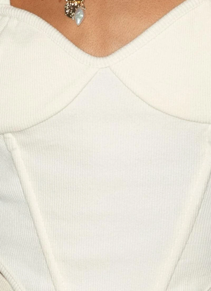 Jaide Organic Cotton Rib Corset Top - Ivory 6 Jaide Organic Cotton Rib Corset Top - Ivory - Image 6