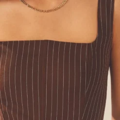 Talula Pinstripe Bustier - Chocolate -Stylo Craze Sales Store 88ad47e810f34a5abf4a165041a6f994