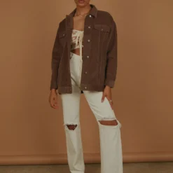 Binx Longline Cord Jacket - Smoke