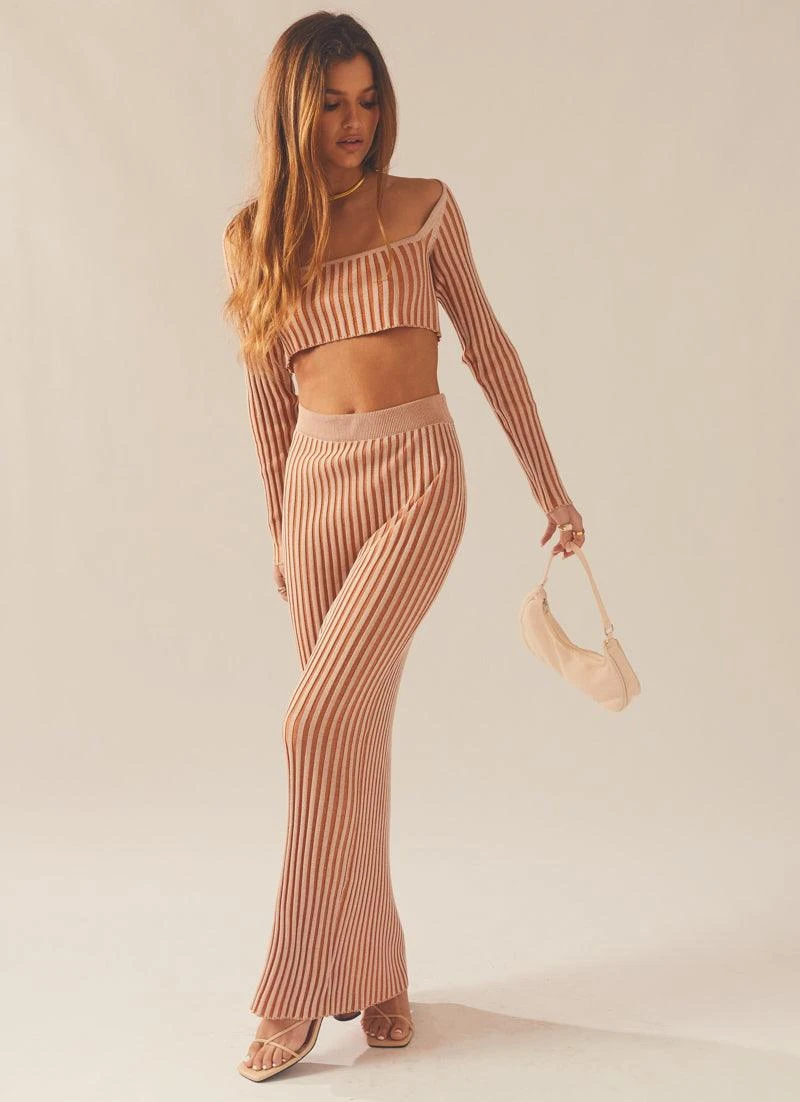 Gwen Two-Tone Knit Skirt - Terracotta 2 Gwen Two-Tone Knit Skirt - Terracotta - Image 2