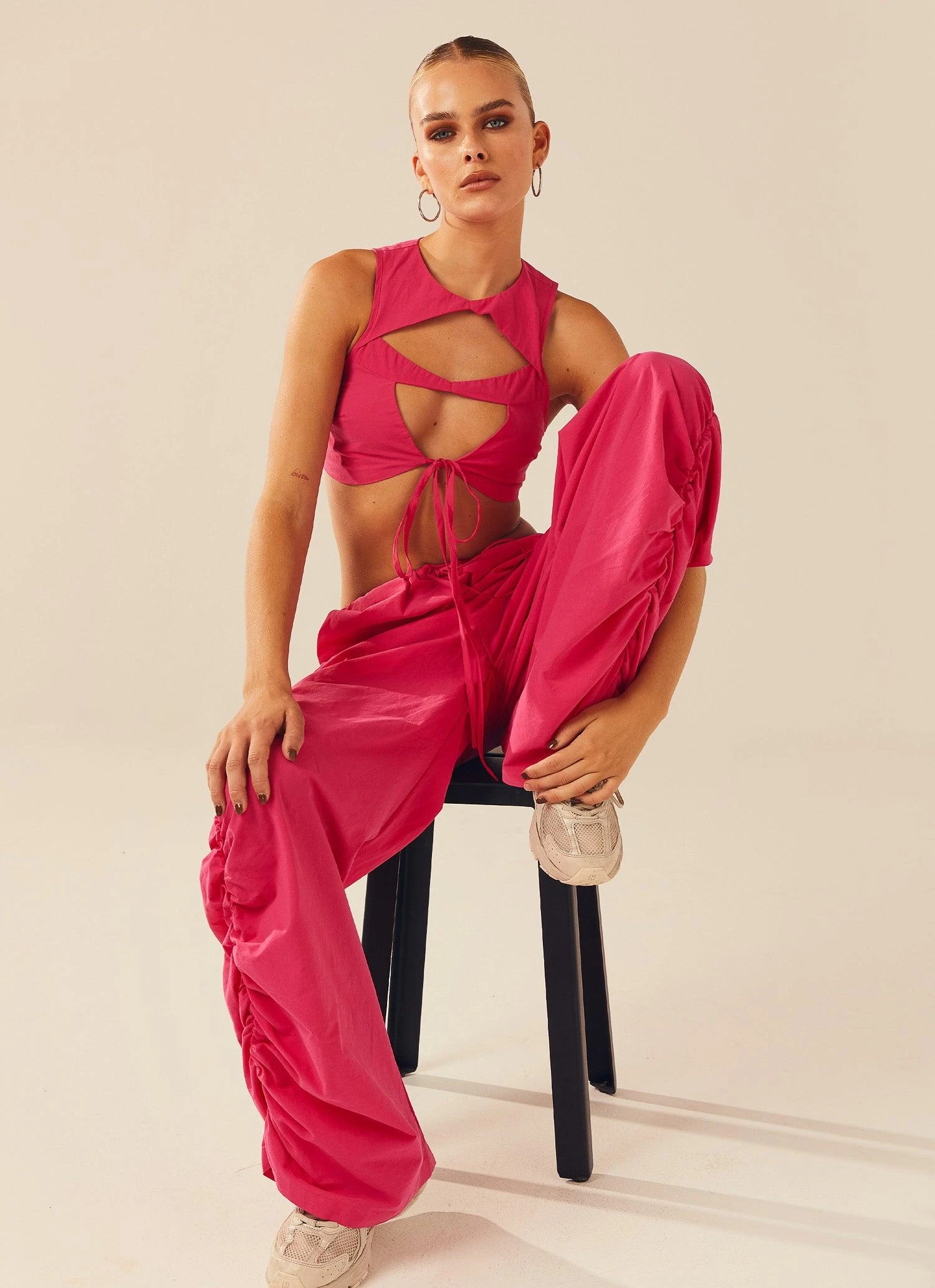 Next In Line Crop Top - Fluorescent Pink 4 Next In Line Crop Top - Fluorescent Pink - Image 4