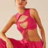 Next In Line Crop Top - Fluorescent Pink