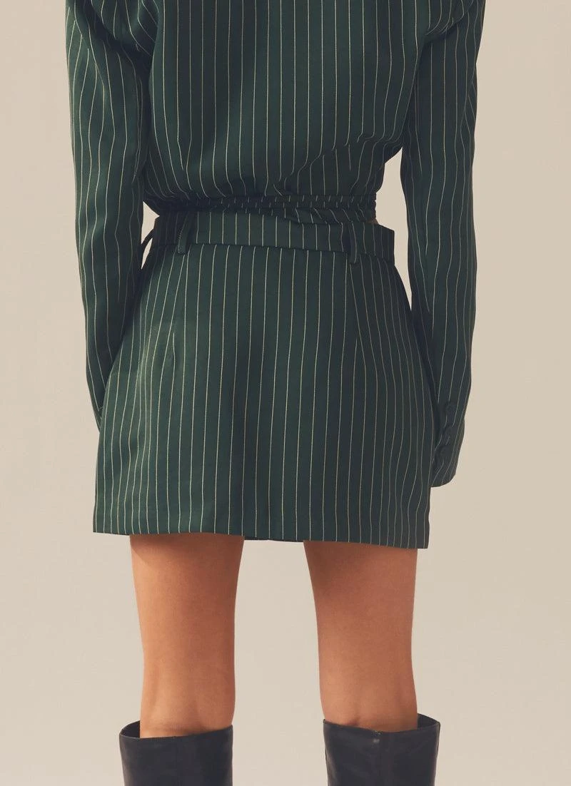 Forbidden Suit Skirt - Green Pinstripe 6 Forbidden Suit Skirt - Green Pinstripe - Image 6