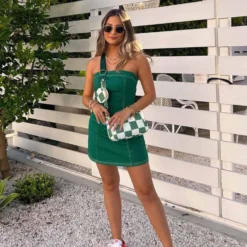 Weekend Uniform Drill Tube Dress - Military Green -Stylo Craze Sales Store Cropped taylorveer WeekendUniformDrillTubeDressxLagunaCrossBodyBag1 scaled